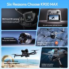 新款 K900MAX 無刷無人機 - 4.3 吋大螢幕 FPV 傳輸遙控器、光流定高、軌跡飛行、手機控制、速度切換、操作簡單 - 完美的聖誕節、萬聖節及各種節日禮物 - 查看 2