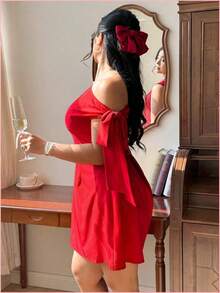 Plus Size Dresses - Red - View 4