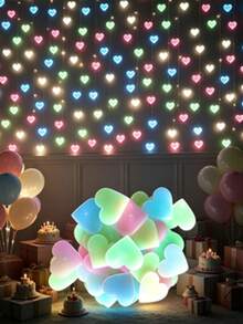 Fluorescent Heart Wall Stickers, Glow-In-The-Dark Self-Adhesive Heart Decals, Children's Room Bedroom Ceiling Decoration - A - View 1