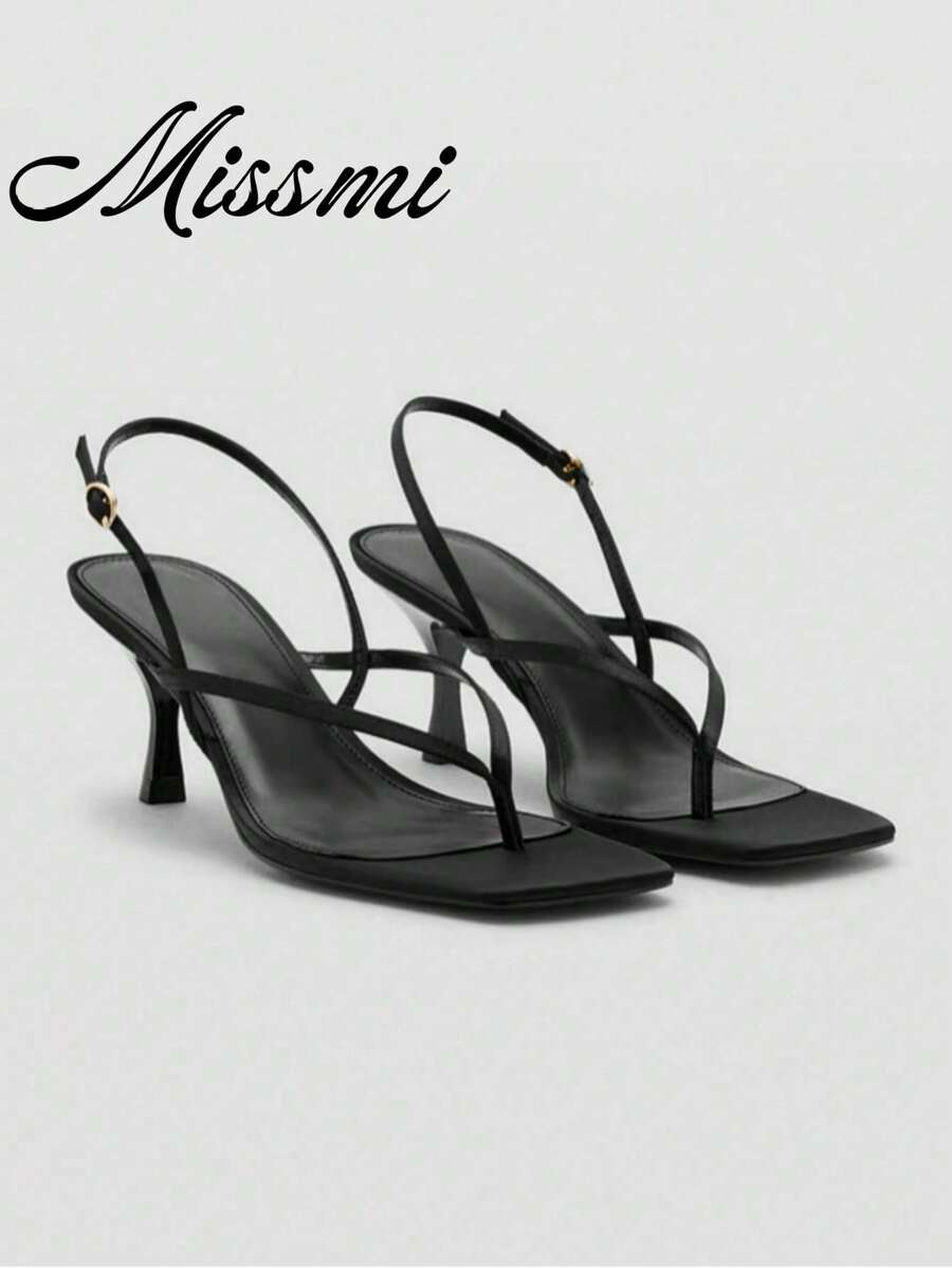 Summer New Women's Brown Suede Mid-Kitten Heel High Heel Sandals,Flip Flops
