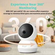 4MP Full HD Security Camera, Infrared Night Vision, Two-Way Audio, Motion Detection, Auto Tracking, Dual-Band WiFi Connection, Home Security App Control, Suitable For Elderly, Pets, Babies, Compatible With Alexa And Assistant - White - View 3