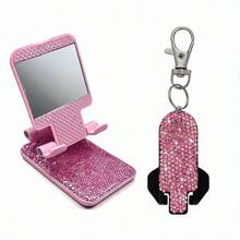 1pc Luxury Rhinestone Studded Foldable & Portable Phone Stand, Fashionable Multi-Color Desk Mount, High-End Compact Multi-Device Stand, Premium Cut Glass Glitter, Versatile Adjustable Device Hook, Travel Accessory - Multicolor - View 23