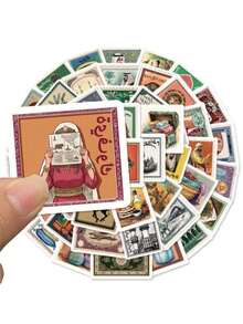 50pcs/Pack Retro Aesthetic Arabic Culture Stickers, Decorative Decals For Luggage Notebook Laptop Guitar Phone Stationery Sticker - Multicolor - View 8