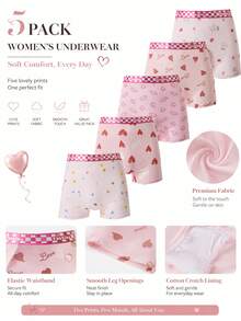 5pcs High Waist Plus Size Panties, Comfortable Fashion Design, Solid Color & Printed Pattern, Breathable Fabric, Non-Slip Fit - Multicolor - View 3