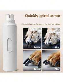 1 pieza Amoladora eléctrica de uñas de alta potencia para mascotas, adecuada para gatos y perros de todos los tamaños, funciona con pilas AAA (pilas no incluidas) - un solo agujero - Ver 4