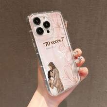 1PC Pink Gradient Flower Jesus Pattern Transparent Air Cushion TPU Phone Case, Compatible With Apple 17 16 15 14 13 12 11 Plus Pro Max Series, Personalized Ins Style Protective Cover, Fashion - Multicolor - View 2