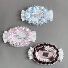 Cute Lolita Candy-Shaped Photo Card Holder, Ruffle Edge Polka Dot Organza Lace Bow Heart Decor, Sweet ID/Credit Card Sleeve, Photo Card Storage Case - Rectangle - View 2