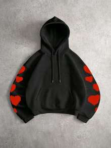 SU ER Men's Autumn/Winter Printed Loose Fit Hoodie | Leading Fashion - Black - View 5