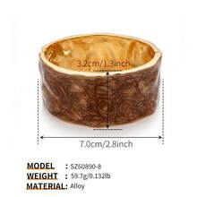 ORNAPEADIA 1pc Women's Gold-Plated Brown Sand-Texture Enamel Asymmetrical Shape Open Bangle, Versatile Summer Beach Accessory, Suitable For Daily Wear/Gift - SZ60891-8 - View 5
