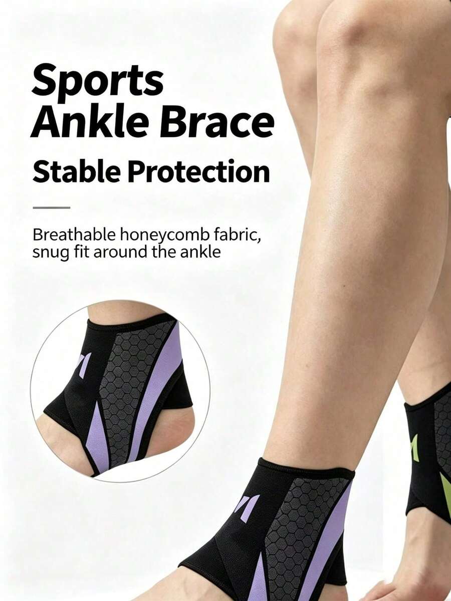 Sports Ankle Support, Suitable For Basketball, Football, Volleyball And Fitness, Unisex, Shock-Absorbing Function To Relieve Foot Fatigue, Equipped With Hook And Loop Heel Protection Design, Featuring Wrap-Around Compression Structure And Adjustable Ankle Support System. - Multicolor - View 1