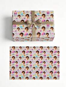 Custom Birthday Party Gift Wrapping Paper - Upload Photo Personalized Age, Includes Gift Box, Confetti, Cupcake Pattern Wrapping Paper, Suitable For 18th, 21st, 30th, 40th, 50th, 60th Birthday Party Decoration, Holiday Gift Wrapping Paper - Multicolor - View 8