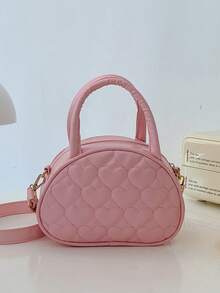 Bolso de hombro para niña de cuero PU con bordado de hilo, color liso, bolso bandolera - A - Ver 5