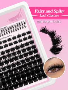 Waloshow 140pcs 2-In-1 False Eyelash Clusters, Dense Single Cluster DIY Pointed Eyelash Extensions, Lower Eyelash Clusters, Dense Single Cluster DIY Pointed Eyelash Extensions, Cartoon Cluster Eyelash Extensions, Mink Fur Strip Dense Eyelashes, Pointed Eyelashes - D - View 4