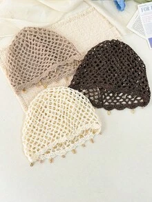 1pc Women's Bohemian Hollow Handmade Hat Band With Starfish & Shell Pendant, Vintage Crochet Knit Hat, Vacation Decorative Accessory For Photos, Suitable For Daily & Vacation Wear - Small Sequin Pendant - View 8
