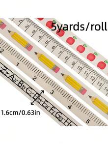 Back To School Campus Letter Ruler Ribbon DIY Handmade Class Teaching Aid, Suitable For Classroom Student Stationery Decoration, Back To School Teacher Appreciation Week Gift Wrapping Material, Youthful And Vibrant Gift Wrapping Ribbon - A - View 5