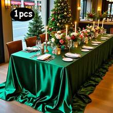 1 pieza, mantel rectangular de gran tamaño de color blanco sólido de satén de poliéster para bodas, fiestas y banquetes - Lavable a máquina y a mano, reutilizable, suministros de decoración para fiestas, adecuado para mesas largas, fiestas de varias personas, decoraciones para fiestas - Multicolor - Ver 33