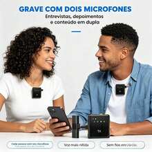 Microfone De Lapela Sem Fio  Com função de redução de ruído Para Celular Tipo C/ iOS - Tipo C - Visão 5