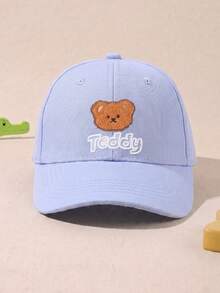 1pc Cute Embroidered Bear Pattern Baby Travel Sun Protection Baseball Cap, Infant Sun Hat For Outdoor, Beach, Travel, Wide Brim, Adjustable Size, Comfortable Breathable Soft, Daily Wear And Gift For Friends And Family - Multicolor - View 1