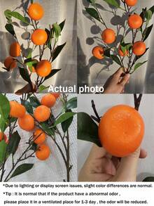 1 pieza Rama artificial de naranja de 76 cm, ramita de cítricos falsa, decoración de frutas, adecuada para jarrones, cocina, hogar, fiestas, primavera, verano, Día de San Valentín, regalo, planta artificial - Amarillo - Ver 12