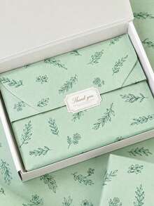 5/15/25/35 Sheets Green Background Dark Green Line Drawing Botanical Pattern Tissue Paper, Suitable For DIY Crafts, Party Favors, Bouquet Wrapping, Clothing Packaging And Birthday Gift Decoration - Dark Green Line Art Plants On a Green Background - View 4