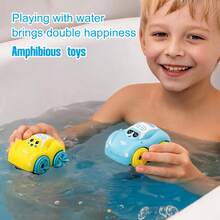 Children's Wind-Up Chain Car, Fun Bathroom Bath Toy, Kids Land And Water Amphibious Car, Baby Party Holiday Gift Easter Filler, Random Color - Multicolor - View 5