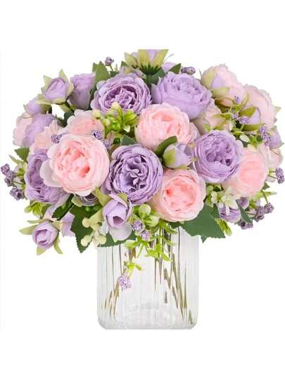 1/3 Bunch Artificial Peony Silk Flowers, Faux Peony Bouquet, Suitable For Farmhouse Home Decor, Bohemian Wedding Tabletop Decoration, Bulk Artificial Plastic Flowers For Vase Decoration