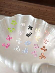 Colorful Hollow Five-Pointed Star Nail Art Decor, Versatile 3D Star Resin Rhinestone Nail DIY - Multicolor - View 2