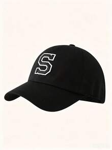 1pc Solid Color Open Back Ponytail Baseball Cap With26 Letters, Women Fashion Sports Sun Hat ForOutdoor UV Protection - Black Label - Black Ponytail Hat - View 26