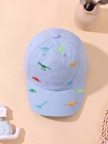 1pc Embroidered Cute Dinosaur Pattern Baby Travel Sun Protection Baseball Cap. Infant Sun Hat, Outdoor, Beach Travel Sunshade Hat, Wide Brim, Adjustable Size, Daily Wear And Gift For Friends And Family. Comfortable, Breathable And Soft. - Multicolor - View 2