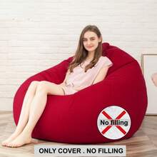 125*140cm Extra Large Bean Bag Cover, No Filling Included, Imitation Linen Polyester Fabric, Heavy-Duty Tatami Ottoman Lounge Cushion Cover, Suitable For Home, Outdoor & Beach Use, Multiple Colors Available - View 19