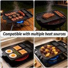 1/2 Pack Non-Stick Grill Pan Rectangular Hot Plate Barbecue Pot Portable Oil Spill Baking Tray, Korean-Style Non-Stick Grill Pan Rectangular Hot Plate Barbecue Pot Portable Oil Spill Baking Tray For Indoor Outdoor BBQ - View 11