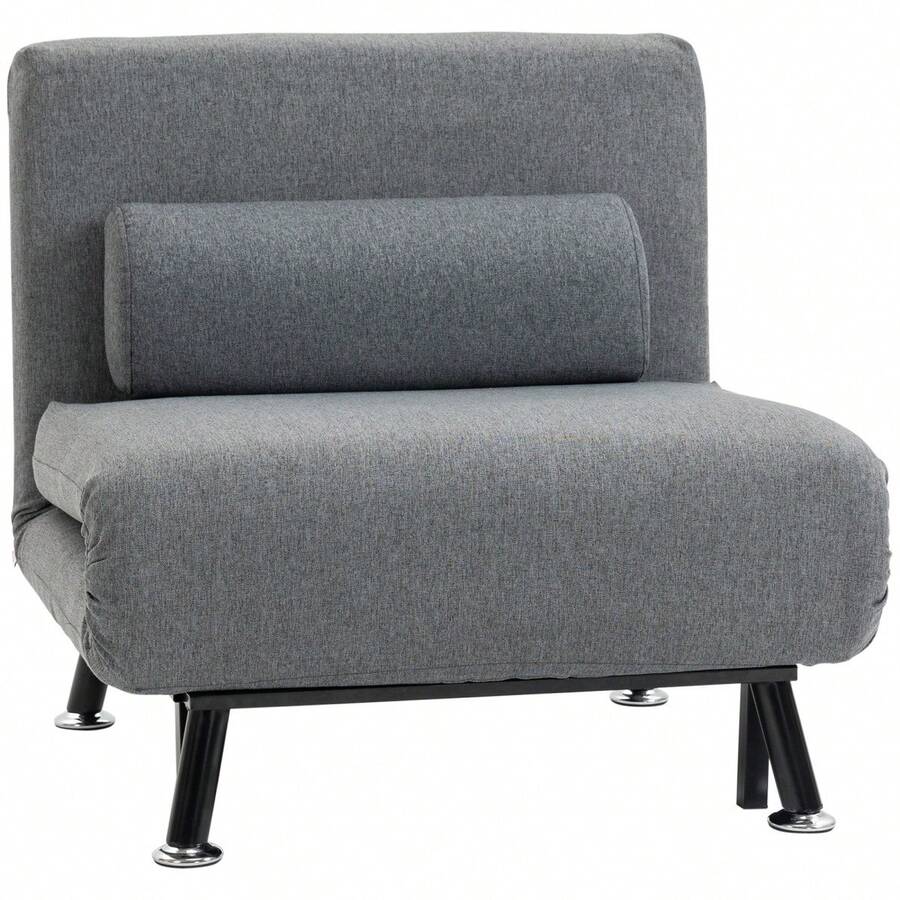 Silla Cama Plegable con Respaldo Ajustable, Color Gris Oscuro, Disponible en Sitio - Gris oscuro + Acero - Ver 1
