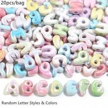 20/30 piezas de cuentas de letras de dibujos animados de colores mixtos aleatorios con agujero grande, cuentas sueltas lindas para pulseras DIY, collares, colgantes de teléfono y decoración de bolígrafos escolares - Cuentas de letras de dibujos animados con agujero grande - Ver 17