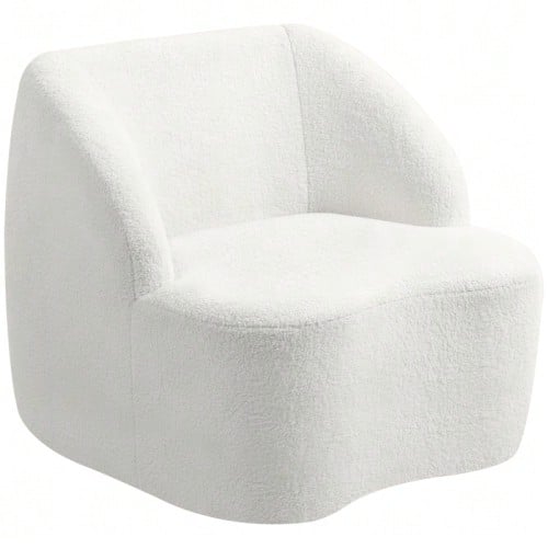 Modern Armchair With Fleece Padding, Cozy Upholstered Chair For Living Room, Bedroom - 白色 - 查看 1