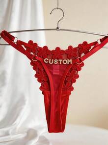 Personalized Women's Sexy Panties Custom Name Gold Silver Letters Underwear Gift For Wife Girlfriend Valentine's Day Christmas Anniversary Briefs, Birthday Gift - 紅色 - 查看 3