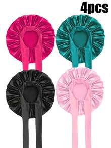 Awegeo 1/2/4/5pcs Women Sleeping Cap, Elastic Satin Colorful Sleeping Hat For Casual Home Hair Care - Multicolor - View 8