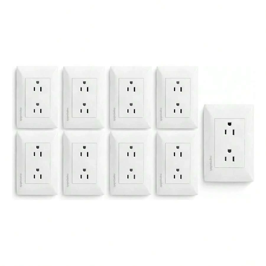 Paquete De 10 Contactos Duplex Con Placa Blanca Completos 2p - Tipo de Enchufe A USA (110-127V) - Ver 1