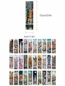 30pcs Vintage World City Aesthetic Bookmarks, Suitable For Book Lovers, Schools And Offices, Multi-Functional Paper Bookmark Cards - 30 Pcs - View 2