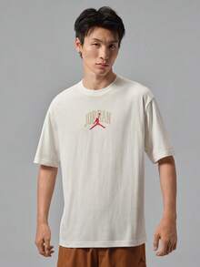 Jordan Men's AS ROUTE PATCH TEE Short Sleeve T-Shirt Knit Collarless Short TIX4991-133 - Beige - View 1