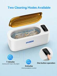 HYUNDAI Limpiador ultrasónico, tecnología de vibración de alta frecuencia profesional, adecuado para gafas, correas de reloj, monedas, pendientes, anillos, collares, brochas de maquillaje, etc. Limpieza profunda de 360°, asistente de limpieza multifuncional - Ver 1