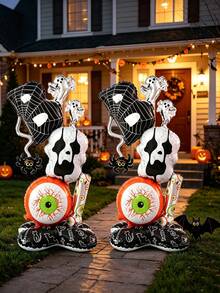 Halloween Horror Eyeball Skeleton Self-Standing Aluminum Foil Balloon Set, Ghost Festival Yard Party Decoration, Spider Ghost Atmosphere Photo Props - Multicolor - View 1