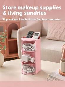 2/3 Layer 180° Rotating Desktop Storage Box, Makeup Brush & Puff Holder, Multi-Layer Egg-Shaped Makeup, Hair Ties, Cosmetics Organizer, Rotating Multi-Layer Transparent Hair Accessory Storage Box, Dust-Proof Plastic Material, Rotating Design, Clear Visibility, Suitable For Back-To-School Storage Needs, Perfect Gift Choice, Back-To-School Essential - View 11