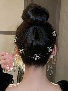 4pcs Women's Elastic Hair Combs, French Bun Styling Tools, Non-Slip Hair Clips, Suitable For Fine And Thick Hair, Elegant Updo Styling Tools, Vintage Hair Accessories - Black - View 5