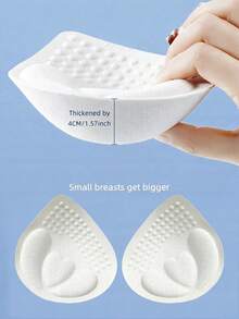 1 Pair 4cm Thick White Bra Cups, Small Size Removable Washable Push-Up Padding, Bra Padding Accessories - White - View 3