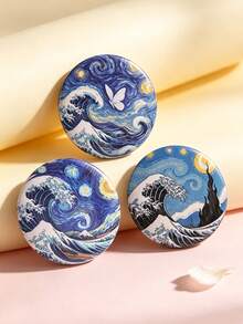 3件組星空波浪金屬胸針 女款，包包裝飾針，時尚服飾配件，適合四季，日常穿著與節日禮物 - 彩色 - 查看 1