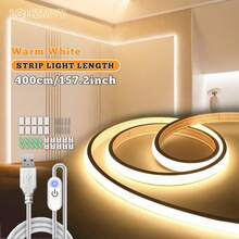 LQHZMYY 1件 USB 霓虹燈條，觸控開關，5V COB 柔性繩燈，320led/M，亮度高但不刺眼，適用於嵌入式/表面安裝，附夾子和背膠，適合各種環境的氛圍照明，時尚燈光，高亮度，耐用 LED，電競設備，萬聖節、聖誕節、齋月、新年等節日裝飾 - 彩色 - 查看 18