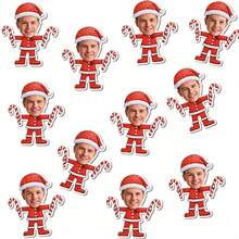 Customized Christmas Face Stickers - Personalized Face Photo - 20/50pcs Santa Claus Pattern Merry Christmas Stickers - Self-Adhesive Photo Gift Labels, Suitable For Holiday Gifts, Envelopes, Christmas Card Labels - Multicolor - View 2