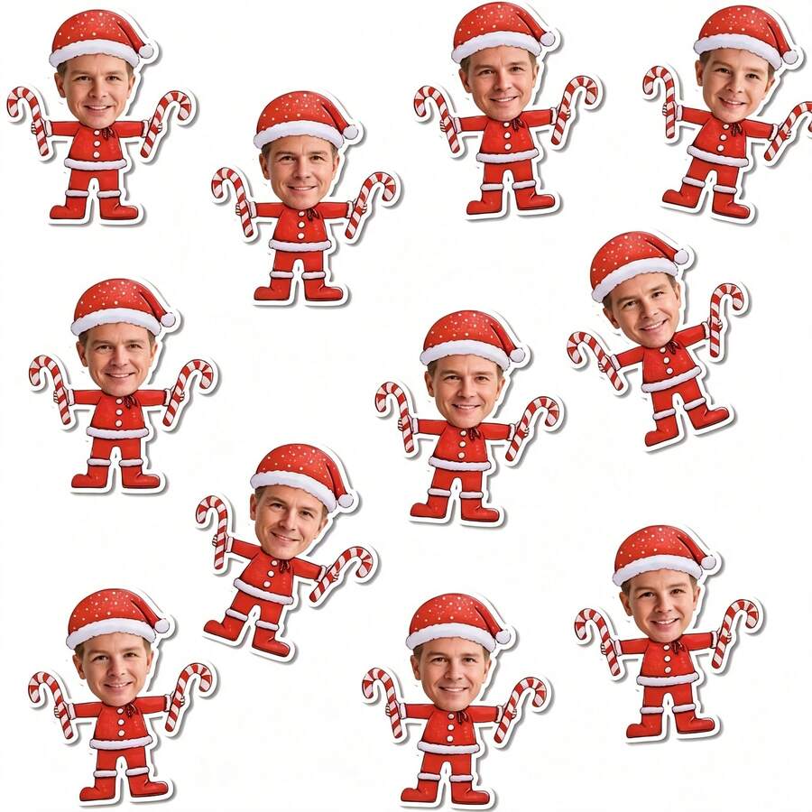 Customized Christmas Face Stickers - Personalized Face Photo - 20/50pcs Santa Claus Pattern Merry Christmas Stickers - Self-Adhesive Photo Gift Labels, Suitable For Holiday Gifts, Envelopes, Christmas Card Labels