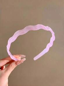 5/6pcs Girls Candy Color Acrylic Wavy Hair Headbands With Teeth Non-Slip Hair Clips Minimalist Thin Style Hair Accessories Suitable For Daily Wear - Multicolor - View 4