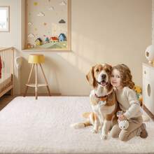 EDIMENS Living Room Rug 200x300, Washable Rug Beige, Non-Slip Extra Large Rug 160x230, Fluffy Modern Living Room Rug, Kids Room Rug, Grey Bedroom Rugs - Ivory White - View 9